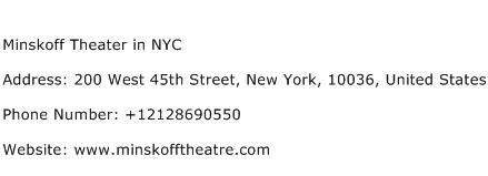 Minskoff Theater in NYC Address Contact Number
