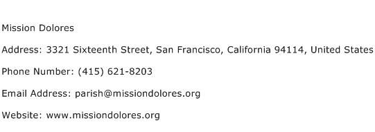 Mission Dolores Address Contact Number