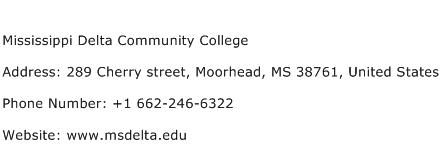 Mississippi Delta Community College Address Contact Number