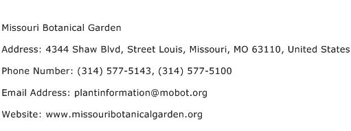 Missouri Botanical Garden Address Contact Number
