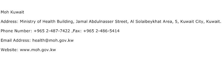 Moh Kuwait Address Contact Number