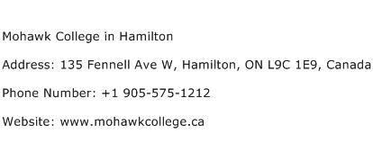 Mohawk College in Hamilton Address Contact Number