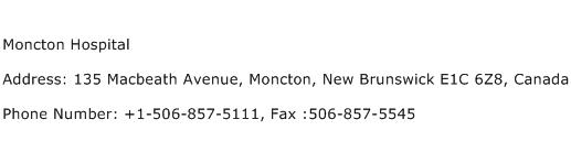 Moncton Hospital Address Contact Number