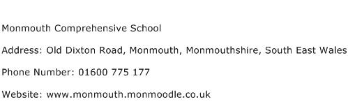 Monmouth Comprehensive School Address Contact Number