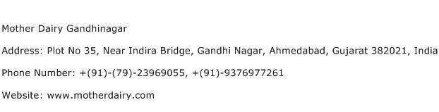 Mother Dairy Gandhinagar Address Contact Number