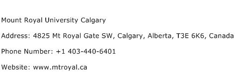 Mount Royal University Calgary Address Contact Number