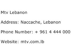 Mtv Lebanon Address Contact Number