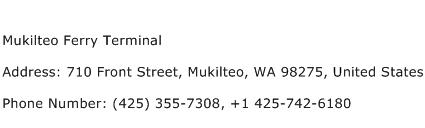 Mukilteo Ferry Terminal Address Contact Number