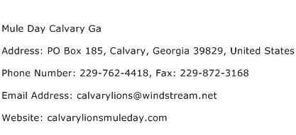Mule Day Calvary Ga Address Contact Number