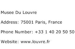 Musee Du Louvre Address Contact Number