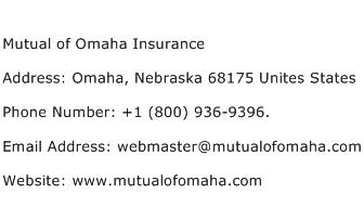 Mutual of Omaha Insurance Address Contact Number