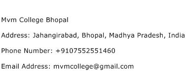 Mvm College Bhopal Address Contact Number