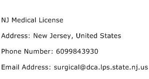 NJ Medical License Address Contact Number