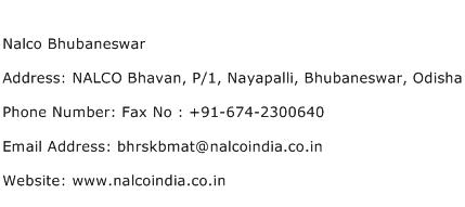 Nalco Bhubaneswar Address Contact Number
