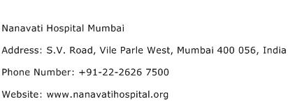Nanavati Hospital Mumbai Address Contact Number