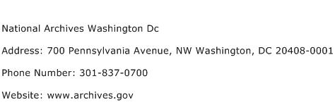 National Archives Washington Dc Address Contact Number