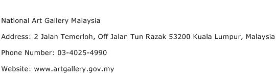 National Art Gallery Malaysia Address Contact Number