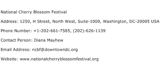 National Cherry Blossom Festival Address Contact Number