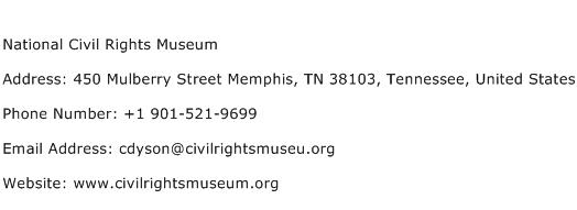 National Civil Rights Museum Address Contact Number