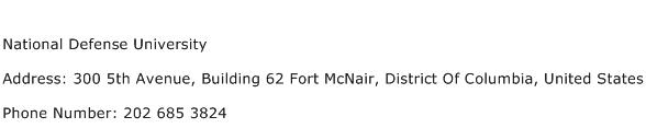 National Defense University Address Contact Number