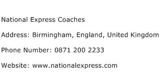 National Express Coaches Address Contact Number