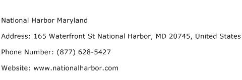 National Harbor Maryland Address Contact Number