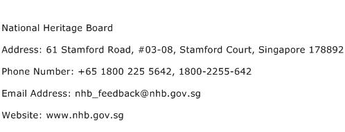 National Heritage Board Address Contact Number