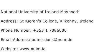 National University of Ireland Maynooth Address Contact Number
