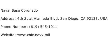 Naval Base Coronado Address Contact Number