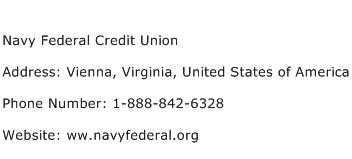 Navy Federal Credit Union Address Contact Number
