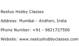 Neetus Hobby Classes Address Contact Number