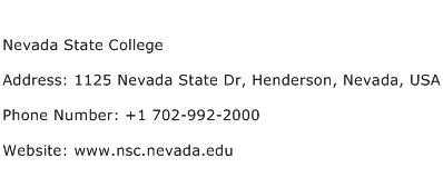 Nevada State College Address Contact Number