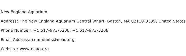 New England Aquarium Address Contact Number