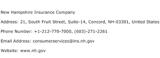 New Hampshire Insurance Company Address Contact Number