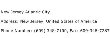New Jersey Atlantic City Address Contact Number