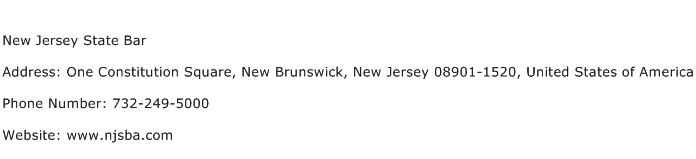 New Jersey State Bar Address Contact Number