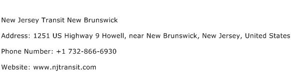 New Jersey Transit New Brunswick Address Contact Number