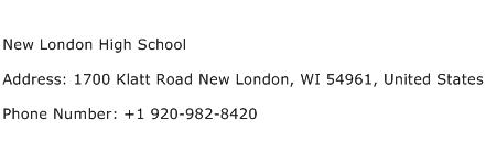New London High School Address Contact Number