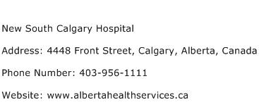 New South Calgary Hospital Address Contact Number