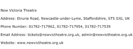 New Victoria Theatre Address Contact Number