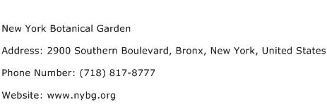 New York Botanical Garden Address Contact Number