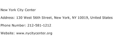 New York City Center Address Contact Number