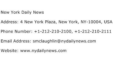 New York Daily News Address Contact Number