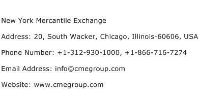 New York Mercantile Exchange Address Contact Number
