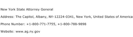 New York State Attorney General Address Contact Number