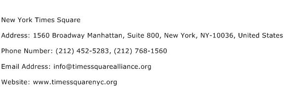 New York Times Square Address Contact Number