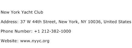 New York Yacht Club Address Contact Number