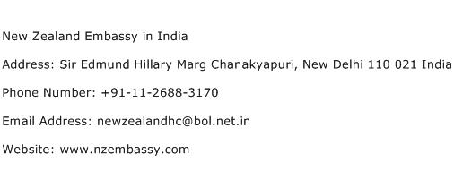 New Zealand Embassy in India Address Contact Number