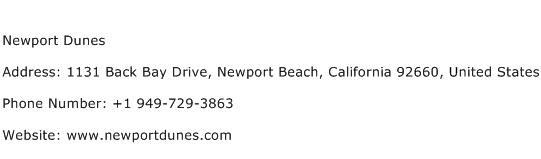 Newport Dunes Address Contact Number