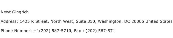 Newt Gingrich Address Contact Number